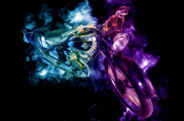 Motosiklet görüntüleme rengi izole edilmiş sanat antika retro