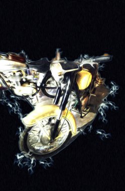 Motosiklet görüntüleme rengi izole edilmiş sanat antika retro