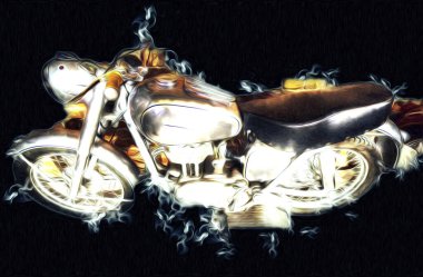 Motosiklet görüntüleme rengi izole edilmiş sanat antika retro