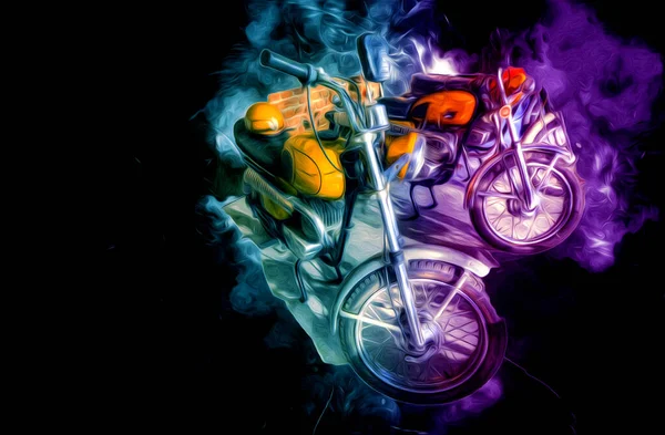 Motor cycle llustration color isolated art vintage retro