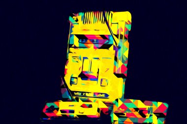 Parlak beyaz arkaplandaki geçmişe dönük bilgisayar oyun denetleyicileri, illüstrasyon