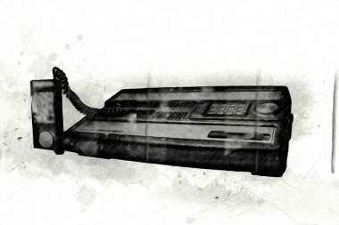 Parlak beyaz arkaplandaki geçmişe dönük bilgisayar oyun denetleyicileri, illüstrasyon