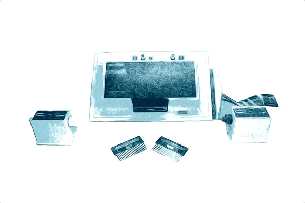明るい白の背景にレトロコンピュータゲームコントローラ イラスト — ストック写真