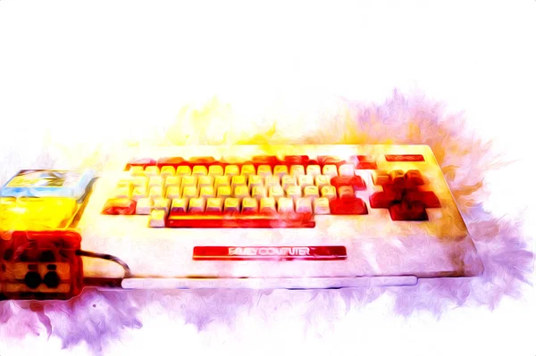 Retro Számítógépes Játék Vezérlők Fényes Fehér Háttér Illusztráció — Stock Fotó