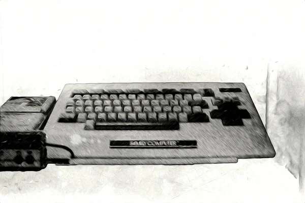 Parlak Beyaz Arkaplandaki Geçmişe Dönük Bilgisayar Oyun Denetleyicileri Illüstrasyon — Stok fotoğraf