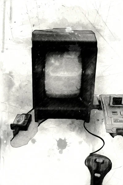 Retro Computer Gaming Controller Auf Hellem Weißen Hintergrund Abbildung — Stockfoto