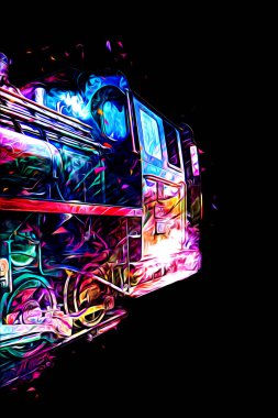 Eski buharlı lokomotif motoru antika