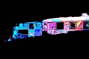 Eski buharlı lokomotif motoru antika