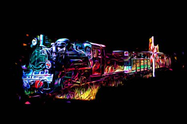 Eski buharlı lokomotif motoru antika