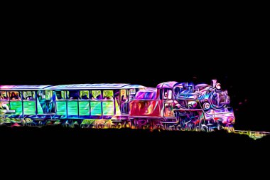 Eski buharlı lokomotif motoru antika