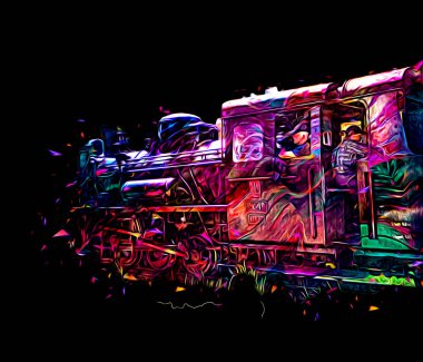 Eski buharlı lokomotif motoru antika