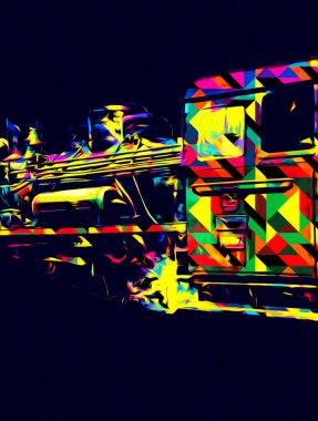 Eski buharlı lokomotif motoru antika