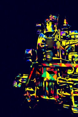 Eski buharlı lokomotif motoru antika