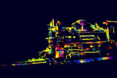 Eski buharlı lokomotif motoru antika