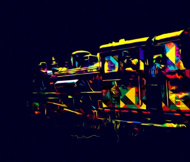 Eski buharlı lokomotif motoru antika