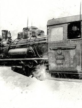 Eski buharlı lokomotif motoru antika