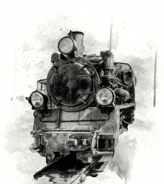 Eski buharlı lokomotif motoru antika