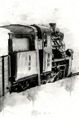 Eski buharlı lokomotif motoru antika