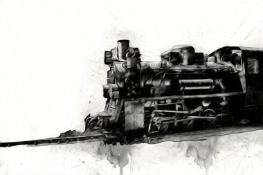 Eski buharlı lokomotif motoru antika