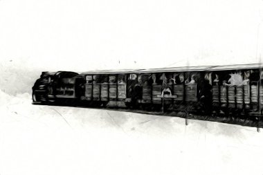 Eski buharlı lokomotif motoru antika