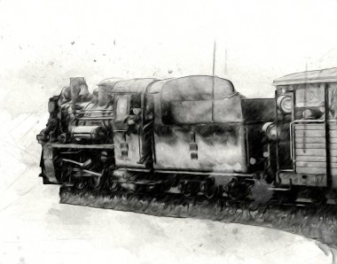 Eski buharlı lokomotif motoru antika