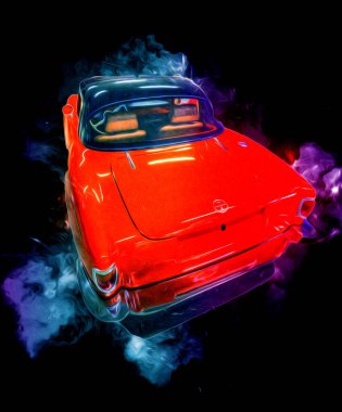 Klasik Retro Klasik Eski Araba Çizimi