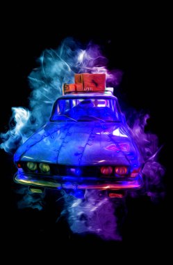 Klasik Retro Klasik Eski Araba Çizimi