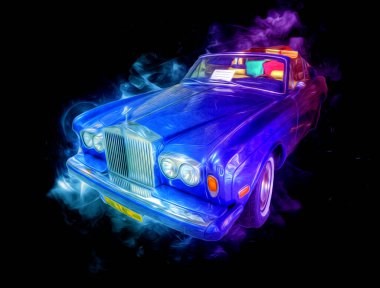 Klasik Retro Klasik Eski Araba Çizimi