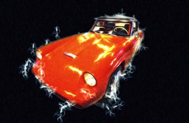 Klasik Retro Klasik Eski Araba Çizimi