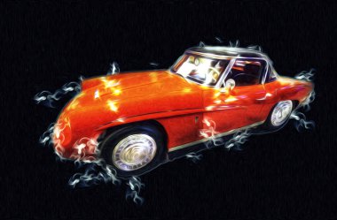 Klasik Retro Klasik Eski Araba Çizimi