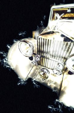 Klasik Retro Klasik Eski Araba Çizimi