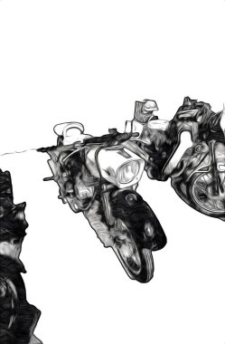 Motosiklet görüntüleme rengi izole edilmiş sanat antika retro