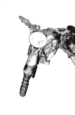 Motosiklet görüntüleme rengi izole edilmiş sanat antika retro