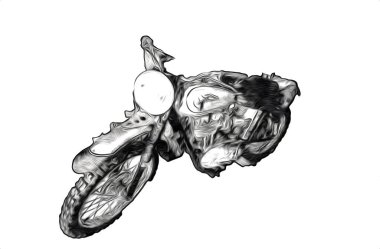 Motosiklet görüntüleme rengi izole edilmiş sanat antika retro