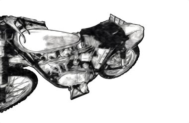 Motosiklet görüntüleme rengi izole edilmiş sanat antika retro