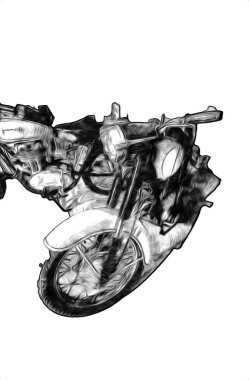 Motosiklet görüntüleme rengi izole edilmiş sanat antika retro
