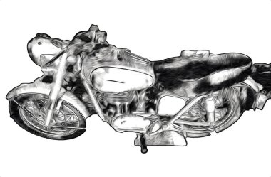 Motosiklet görüntüleme rengi izole edilmiş sanat antika retro