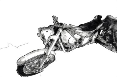 Motosiklet görüntüleme rengi izole edilmiş sanat antika retro