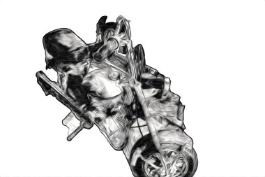 Motosiklet görüntüleme rengi izole edilmiş sanat antika retro