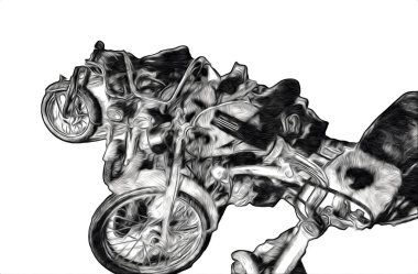 Motosiklet görüntüleme rengi izole edilmiş sanat antika retro