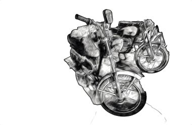 Motosiklet görüntüleme rengi izole edilmiş sanat antika retro