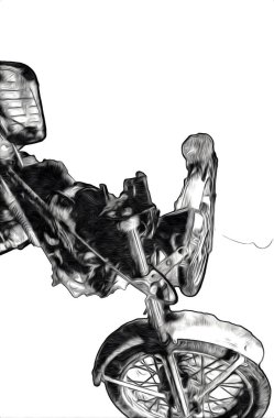 Motosiklet görüntüleme rengi izole edilmiş sanat antika retro