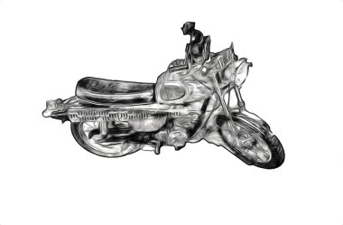 Motosiklet görüntüleme rengi izole edilmiş sanat antika retro
