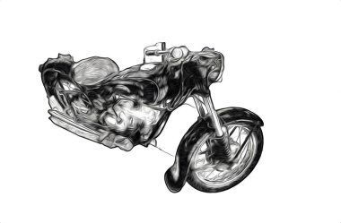 Motosiklet görüntüleme rengi izole edilmiş sanat antika retro