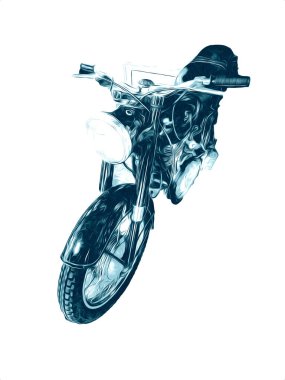 Motosiklet görüntüleme rengi izole edilmiş sanat antika retro