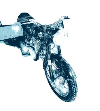 Motosiklet görüntüleme rengi izole edilmiş sanat antika retro