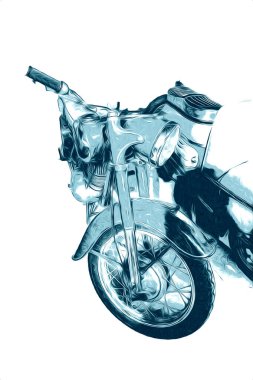 Motosiklet görüntüleme rengi izole edilmiş sanat antika retro