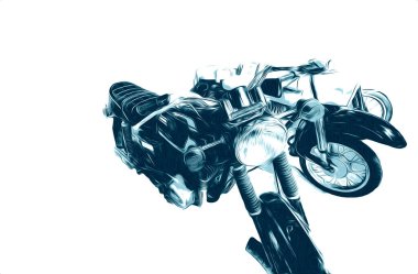 Motosiklet görüntüleme rengi izole edilmiş sanat antika retro