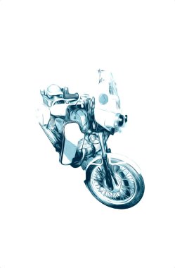 Motosiklet görüntüleme rengi izole edilmiş sanat antika retro