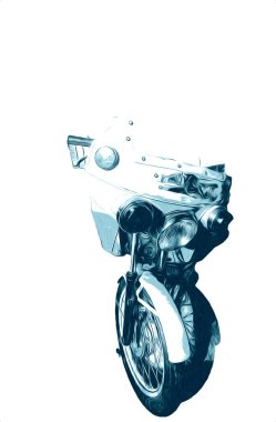 Motosiklet görüntüleme rengi izole edilmiş sanat antika retro